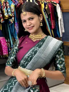 DIVASTRI Floral Woven Design Semi-Stitched Lehenga & Unstitched Blouse With Dupatta