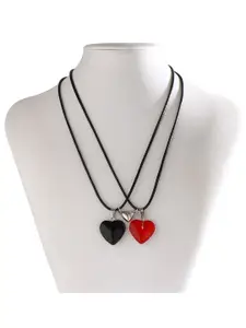 DIVASTRI Set Of 2 Gold-Plated Cubic Zirconia Beaded Stainless Steel Pendants with Chains