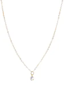 OOMPH Cubic Zirconia Studded Oval Shaped Pendants with Chains