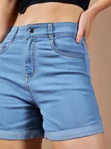 DOLCE CRUDO Women Mid-Rise Denim Shorts