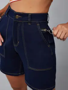 DOLCE CRUDO Women High-Rise Denim Denim Shorts