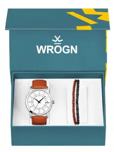 WROGN Men Leather Watch Gift Set WRNWJ Set-36