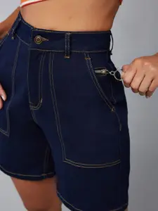 DOLCE CRUDO Women High-Rise Denim Denim Shorts