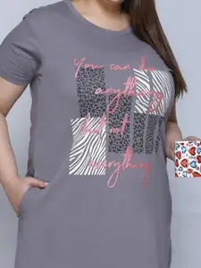 IN Love Pack Of 2 Plus Size Women Printed T-shirt Nightdress