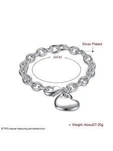 Peora Silver-Plated Cubic Zirconia Studded Wraparound Bracelet With Red Rose