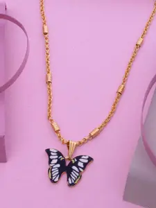 Ramdev Art Fashion Jwellery Gold-Plated Trendy Butterfly Pendant With Chain