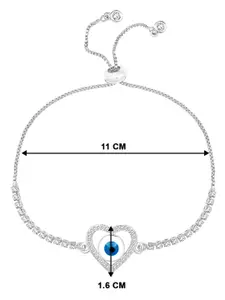 Peora Silver-Plated Cubic Zirconia Studded Wraparound Bracelet With Red Rose