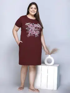 IN Love Women Pack of 2 Plus Size Graphic Printed T-shirt Nightdress