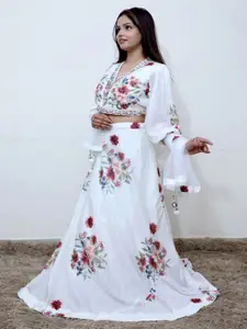 Wavy Collection Floral Printed Beads & Stones Ready to Wear Lehenga & Blouse With Dupatta