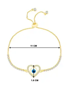 Peora Gold-Plated Cubic Zirconia Studded Wraparound Bracelet With Red Rose