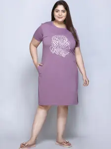 IN Love Women Pack of 2 Women Plus Size Front Printed Cotton Nighty Chemise