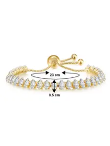 Peora Gold-Plated Cubic Zirconia Studded Wraparound Bracelet With Red Rose