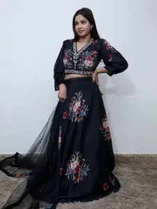 Wavy Collection Floral Printed Beads & Stones Ready to Wear Lehenga & Blouse With Dupatta