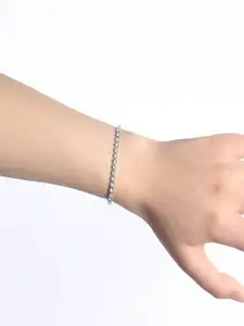 DressBerry Silver-Plated Cubic Zirconia Studded Wraparound Bracelet