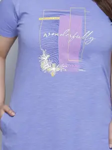 IN Love Pack of 2 Women Plus Size Front Printed Cotton Nighty Chemise