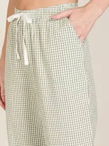 Dreamz by Pantaloons Women Checked Pure Cotton Mid Rise Lounge Pants