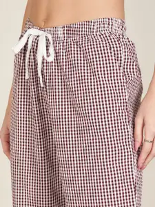 Dreamz by Pantaloons Women Checked Pure Cotton Mid Rise Lounge Pants