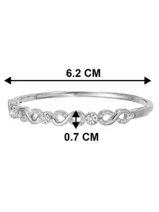 Peora Silver-Plated Cubic Zirconia Studded Kada Bracelet With Red Rose