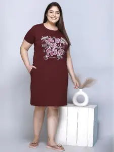 IN Love Pack of 2 Women Plus Size Front Printed Cotton Knee Length T-shirt Nightdress