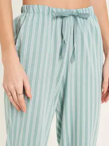 Dreamz by Pantaloons Women Striped Pure Cotton Mid Rise Lounge Pants