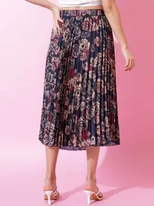 ZWERLON Women Floral Printed Flared Midi Skirts