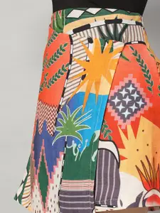 BRIJAL LAD  Women Abstract Printed Wrap Mini Skirt