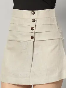 BRIJAL LAD Women Linen A-Line Mini Skirt