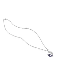 Mahi Rhodium-Plated Artificial Stones-Studded Heart Shaped Pendants with Chains