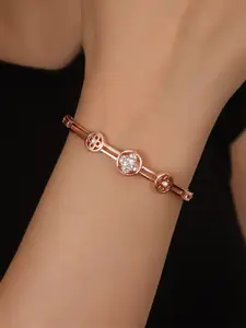 Shining Diva Fashion Rose Gold-Plated Crystals Stones Studded Bangle-Style Bracelet