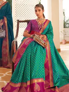 DEVATITHI Woven Design Zari Green Soft Banarasi Paithani Saree