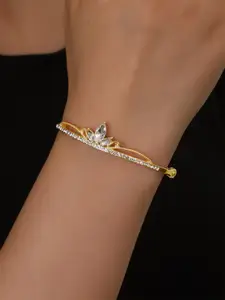 Shining Diva Fashion Gold-Plated Crystals And Stones Studded Bangle-Style Bracelet