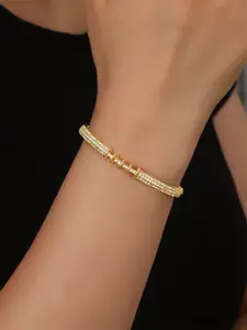 Shining Diva Fashion Gold-Plated Crystals And Stones Studded Bangle-Style Bracelet