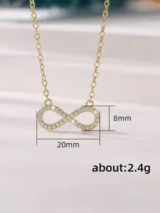 DIVASTRI Gold-Plated Cubic Zirconia Studded Stainless Steel Anti Tarnish Infinity Pendants