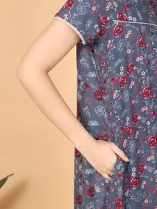 Sweet Dreams Women Floral Printed Pure Cotton Maxi Nightdress