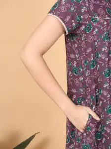 Sweet Dreams Women Floral Printed Pure Cotton Maxi Nightdress