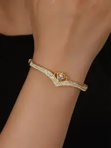 Shining Diva Fashion Gold-Plated Crystals And Stones Studded Bangle-Style Bracelet
