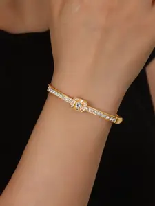 Shining Diva Fashion Gold-Plated Crystals Studded Bangle-Style Bracelet