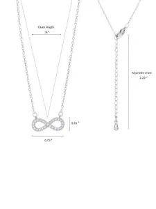 DIVASTRI Stainless Steel Silver-Plated CZ Studded Infinity Shaped Pendants With Chains