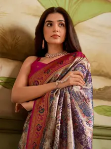 DEVATITHI Woven Design Zari Beige Silk Saree