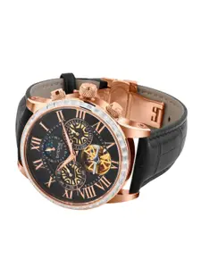 Britime Men Skeleton Dial & Leather Straps Analogue Automatic Motion Watch 574-L30406
