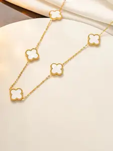 DIVASTRI Gold-Plated Artificial Stones Studded Stainless Steel Anti Tarnish Pendants