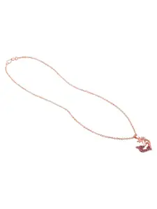Mahi Rose Gold-Plated Artificial Stones-Studded Heart Shaped Pendants with Chains