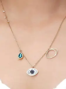 DIVASTRI Stainless Steel Gold-Plated Contemporary Anti-Tarnish Pendants With Chains