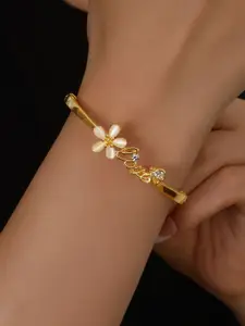 Shining Diva Fashion Gold-Plated Crystals And Stones Studded Bangle-Style Bracelet