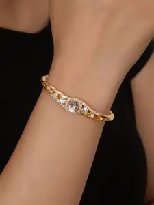 Shining Diva Fashion Gold-Plated Crystals And Stones Studded Bangle-Style Bracelet