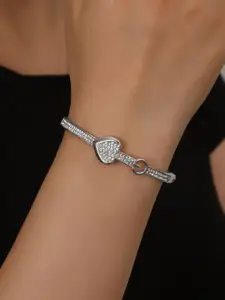 Shining Diva Fashion Silver-Plated Crystals Studded Bangle-Style Bracelet