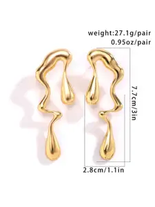 DressBerry Gold-Plated Contemporary Shaped Drop Earring