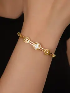 Shining Diva Fashion Gold-Plated Crystals And Stones Studded Bangle-Style Bracelet