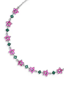 Zavya 925 Pure Sterling Silver Rhodium-Plated Artificial Stones Anklet