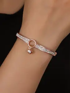 Shining Diva Fashion Rose Gold-Plated Crystals And Stones Studded Bangle-Style Bracelet